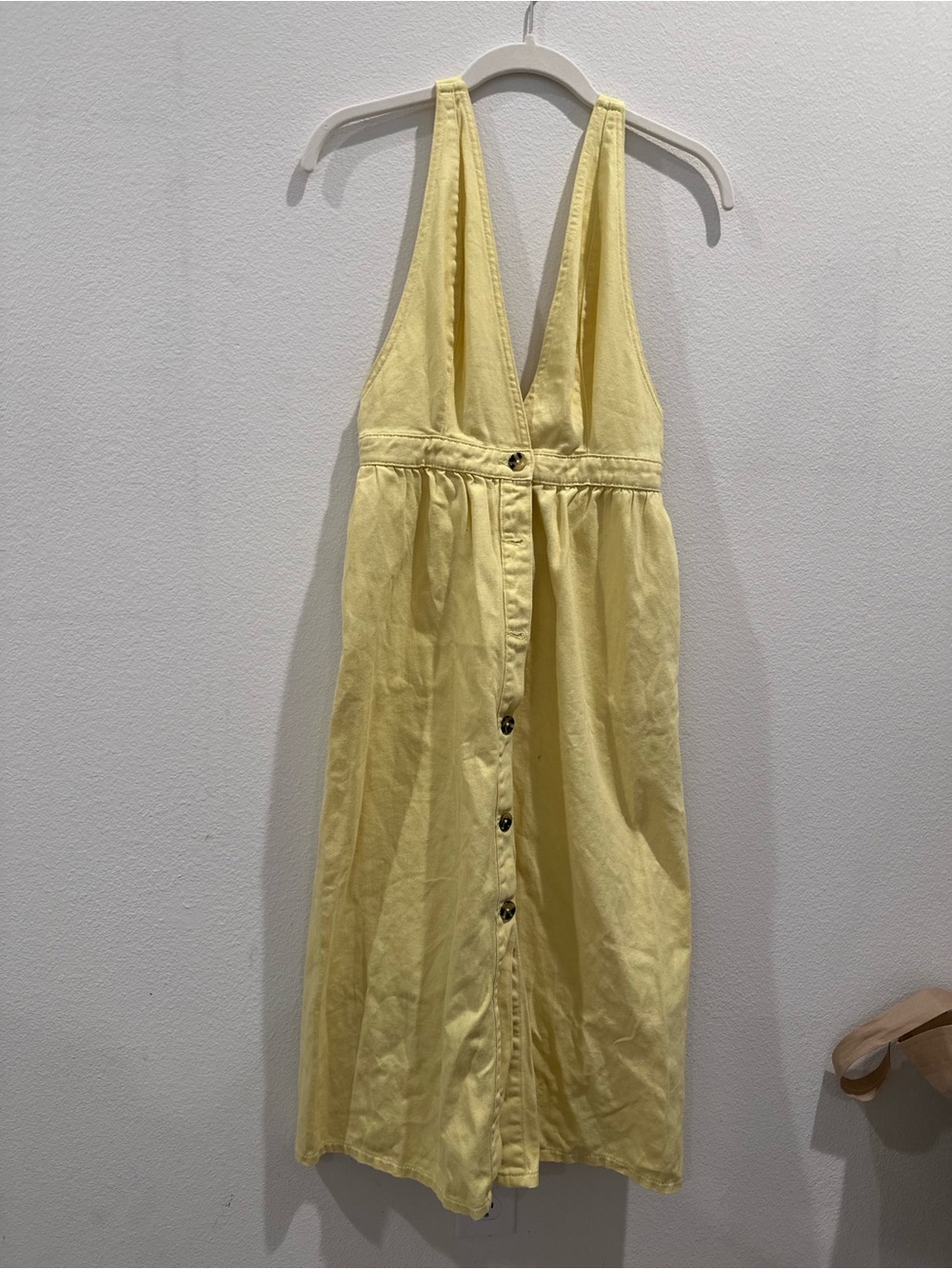 Urban Outfitters Pale Yellow Button-Front Dress
